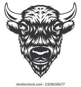 bisonda de diseño de cabeza. Granja animal. logotipos o iconos de búfalo de bison. ilustración vectorial