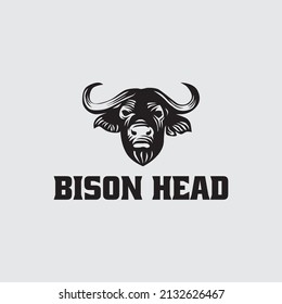 bison head illustration, for logos and other visual purposes 