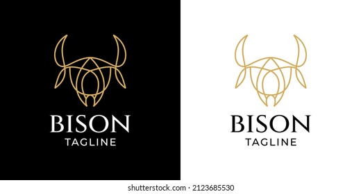 Bison Head Logo Monoline Style