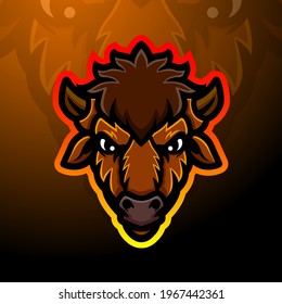Bison head mascot esport logo design