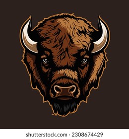 bison head mascot illustration vector art