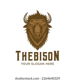 Bison Head Mascot Logo design vector illustration in Modern Style Design