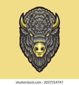 ILUSTRACIÓN DE DISEÑO ORIGINAL DE BISON HEAD MASCOT