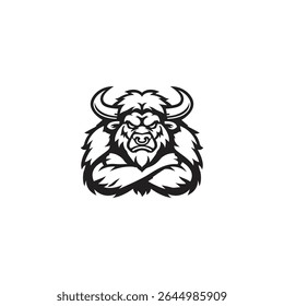 Bison head mascot. Vector illustration of buffalo head mascot isolated on white background.