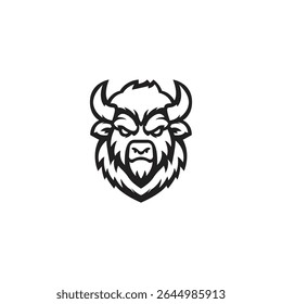 Mascote da cabeça do bisão. Ilustração vetorial do mascote da cabeça do búfalo isolado no fundo branco.