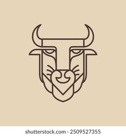 bison head powerful animal logo design vector