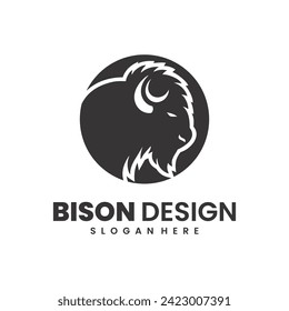 bison head silhouette logo design