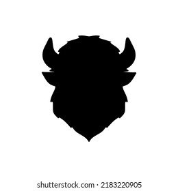 Bison Head Silhouette Vector Logo Icon Illustration On White Background. Beautiful And Simple Art For Bison Icon Illustration.