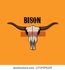 Bison Head Skull Vintage Theme Perfect for Print, Apparel, etc
