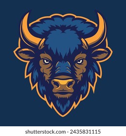 Bison head Sports Mascot logo vector illustration with isolated background