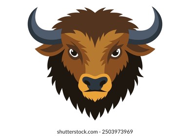 Ilustración vectorial de cabeza de bisonte - Clipart de dibujos animados y diseño de arte de línea