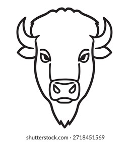 Bison hed line art coloring page