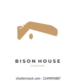 Bison house vector illustration logo