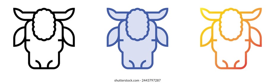 bison icon. Linear, Blue Fill and Gradient Style Design Isolated On White Background