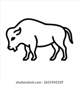 bison icon modern illustration art design black and white silhouette with bold outline 