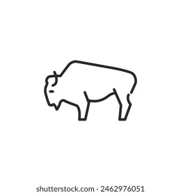 Bison icon. A simple silhouette of a bison, representing strength and the importance of wildlife conservation. Ideal for educational materials, nature-themed designs. Vector illustration 