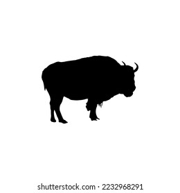 Bison icon. Simple style meat restaurant big sale poster background symbol. Bison brand logo design element. Bison t-shirt printing. Vector for sticker.