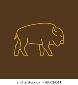 bison icon. thin line design. vector illustration