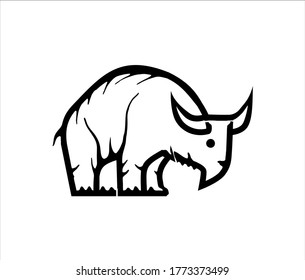 bison icon vector isolated. line drawing style.