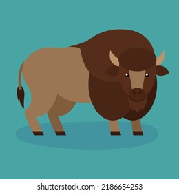 Bison, illustration, side view, vector