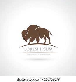 Bison label - vector illustration