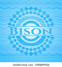 Bison light blue water badge background. Vector Illustration. Detailed. 