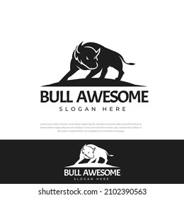Bison Logo Black silhouette template logo, animal symbol, bull, cow
