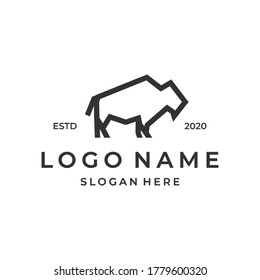 bison logo concept with line art style.
