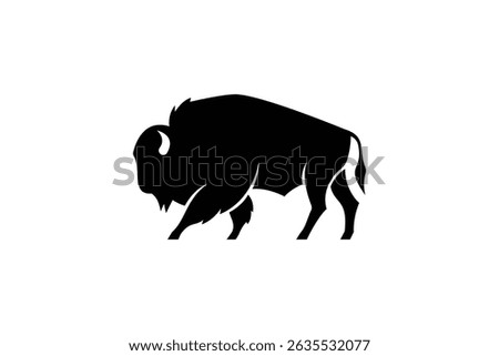 bison logo design. logo icon vector illustration silhouette	