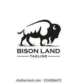 Bison logo design vector with black and white concept and elegant style