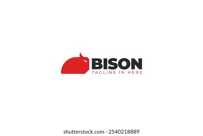 Bison logo form with simple and modern style in red color