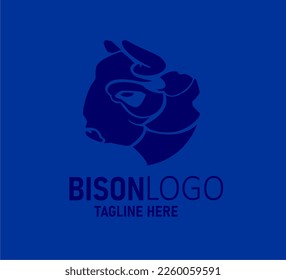 bison logo icon design, simple bison head silhouette vector illustration