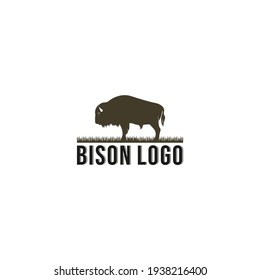 bison logo with bison illustration and using white background