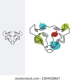 bison Logo symbol and icon Template vector. logo with monoline style,