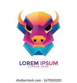 bison logo template with gradient color