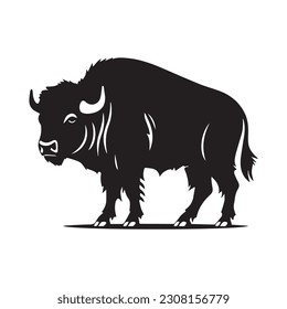 Bison logo template. Vector black color illustration . Isolated on white