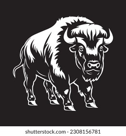 Bison logo template. Vector black color illustration . Isolated on white