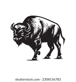 Bison logo template. Vector black color illustration . Isolated on white