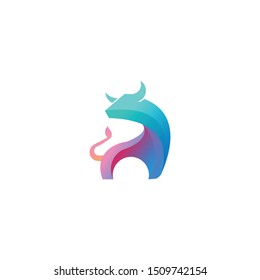 bison logo vector icon vintage, full color