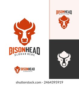 Plantilla de Vector de logotipo de Bison, conceptos de diseño de logotipo de cabeza de Bison creativo