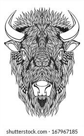 Bison Mascot Head Tattoo