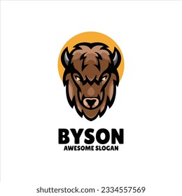 bison mascot illustration logo design