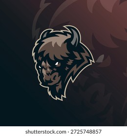 Bison Maskottchen Logo Design Vektor. Bison Head Illustration für Sport- und Sportteam.