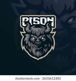 Bison mascot logo with modern illustration concept style for badge, emblem and t shirt printing. Bison head illustration.