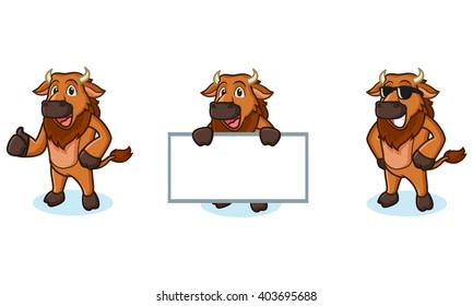 Bison Mascot Vector happy, pose and bring board