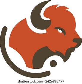 Ilustración vectorial de logotipo minimalista de Bisonte