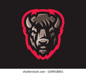 Bison modern logo. Bull template design emblem for a sport and eSport team.