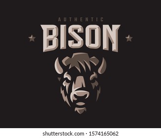 Bison modern mascot logo. Bull emblem design editable for your business. Vector illustration.