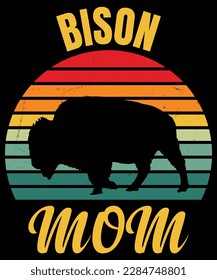 Bison  mom vintage t shirt design