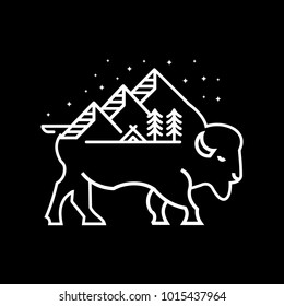 Bison mountain adventure illustrations